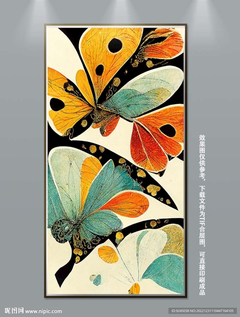 复古抽象花纹玄关装饰画