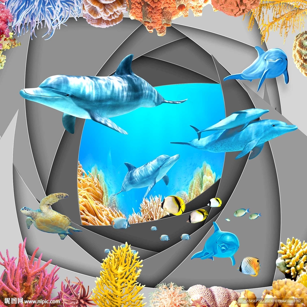 海洋动物天顶壁画