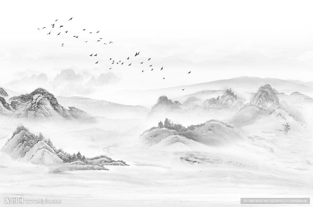 简约山水背景墙