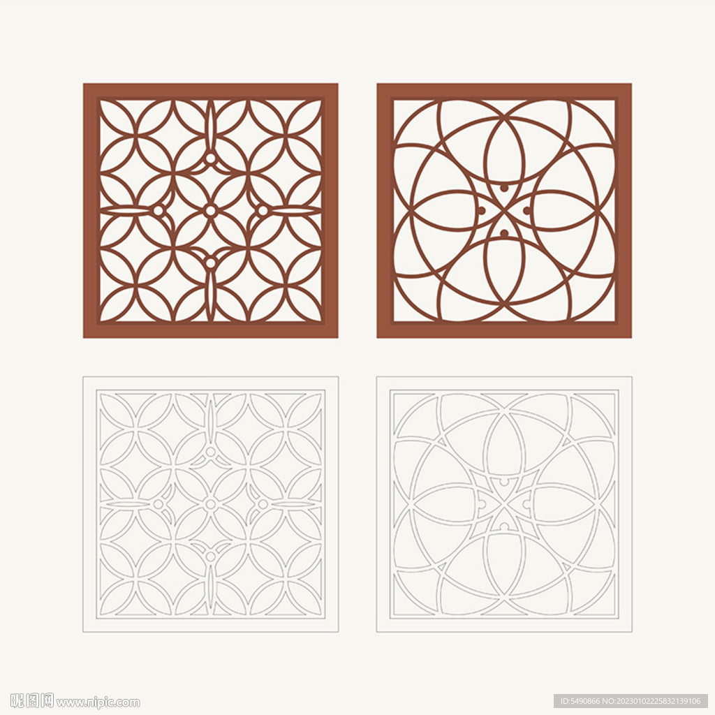 正方形窗花格 花窗 中式图案