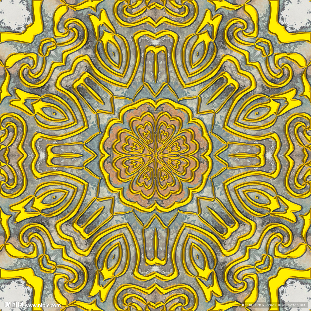 金属花纹天顶壁画