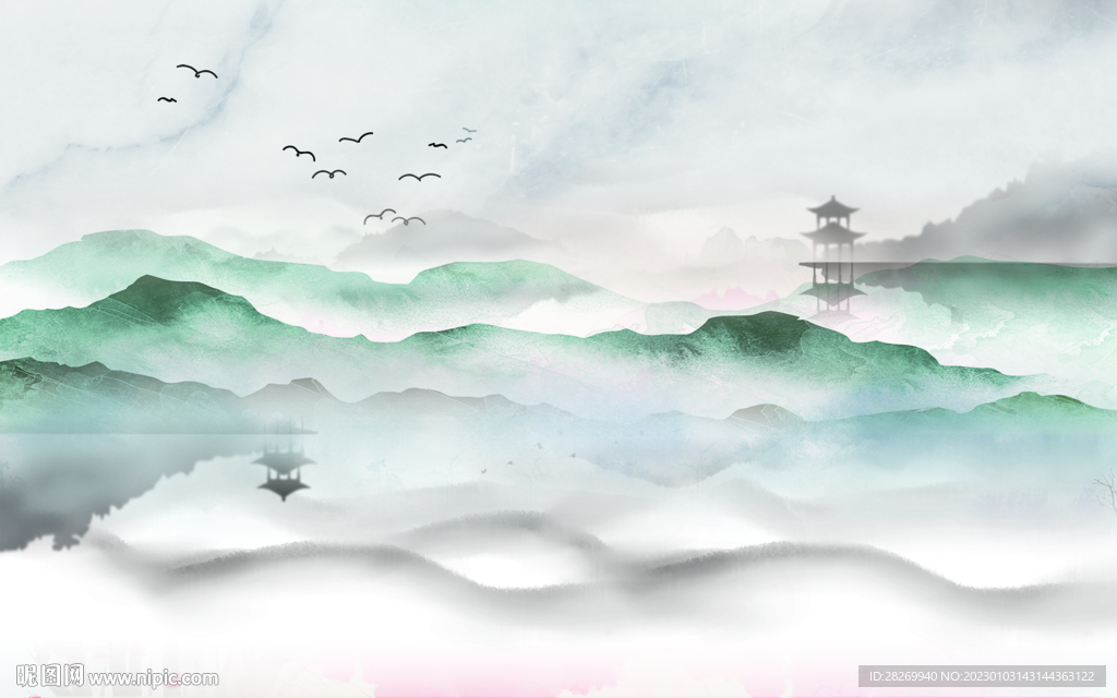 山水高档墙画 