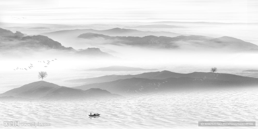 水墨意境山水画