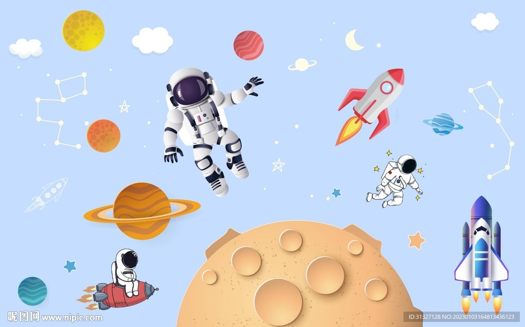 卡通星空宇航员图片