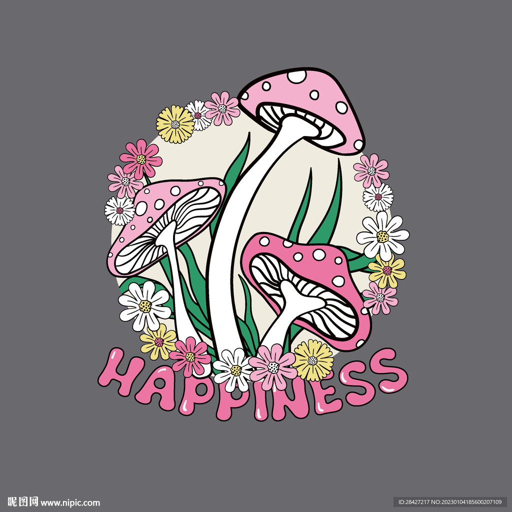 卡通蘑菇印花服装图案