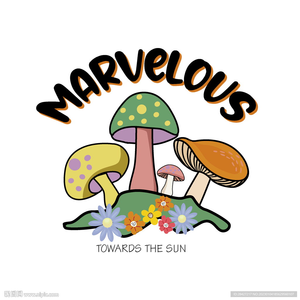 蘑菇字母印花服装图案