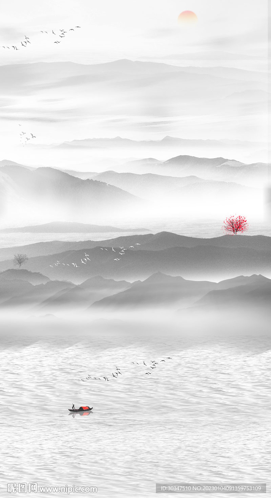 玄关水墨山水画