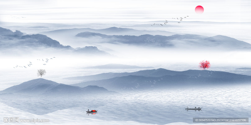 新中式水墨山水画