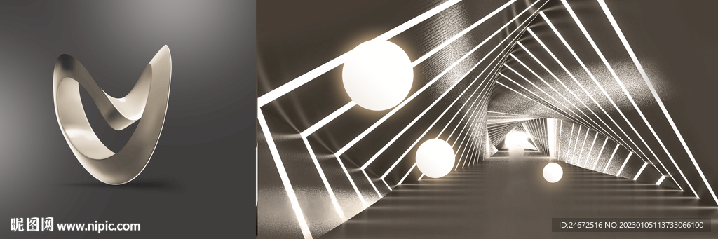 空间光影抽象立体床头画