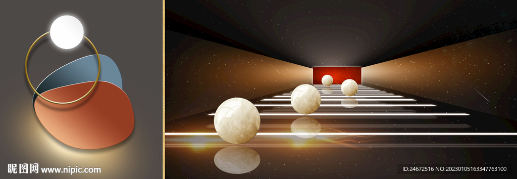 空间光影抽象立体床头画 