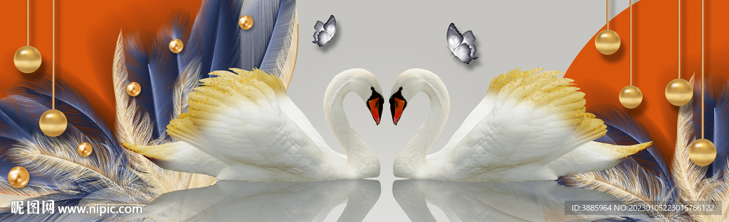 轻奢装饰画 天鹅 羽毛图片