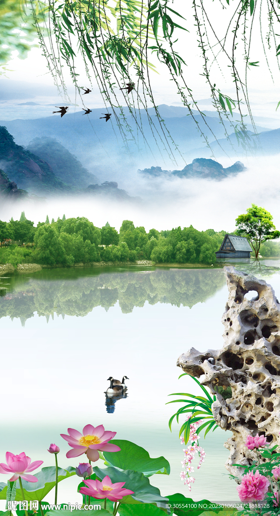 轻奢山水装饰画图片