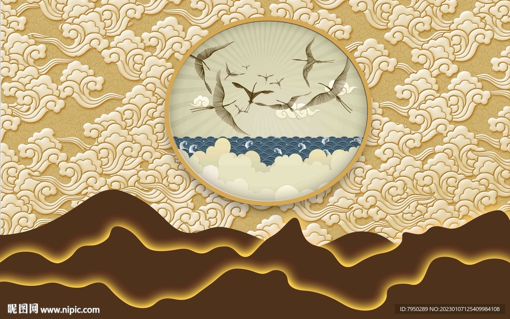 新中式直播间背景墙