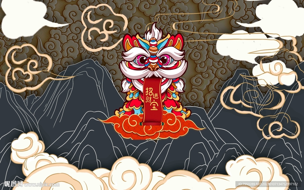新中式直播间背景墙中式