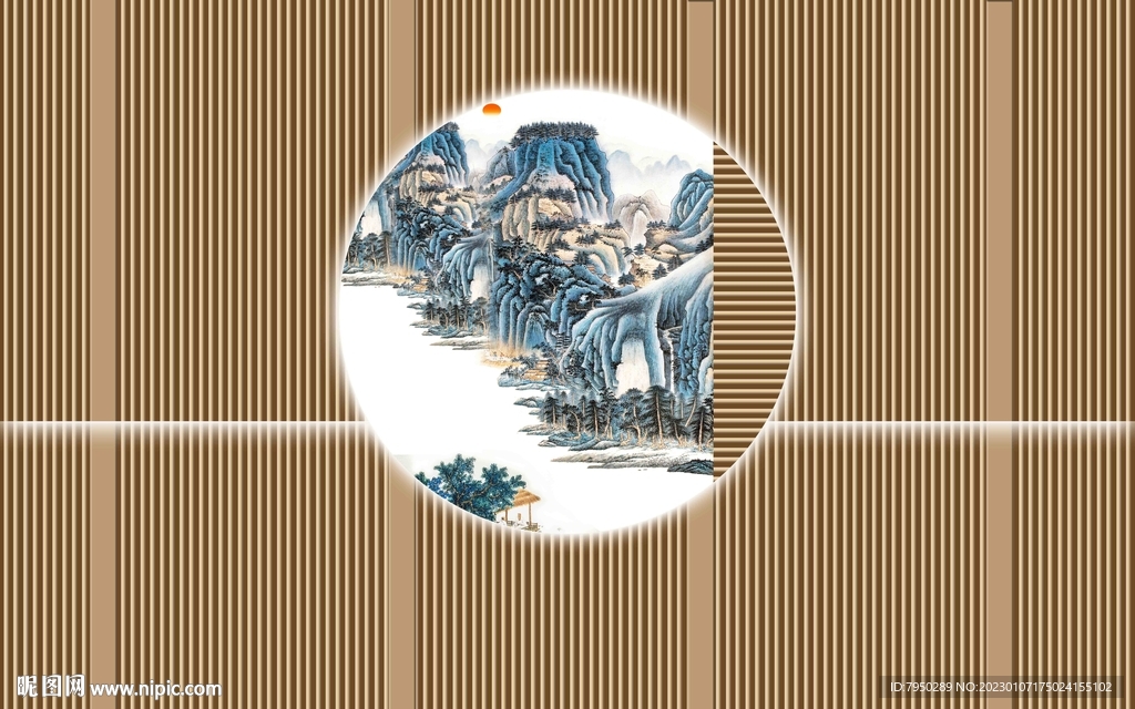 新中式直播间背景墙