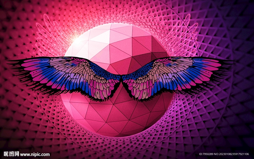 网红直播间翅膀背景墙