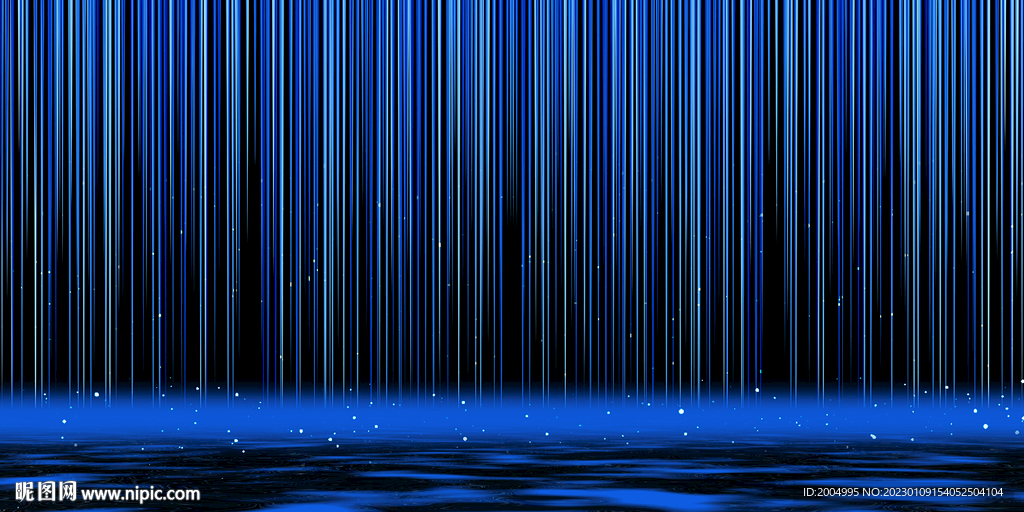 蓝色高清线条瀑布装饰画