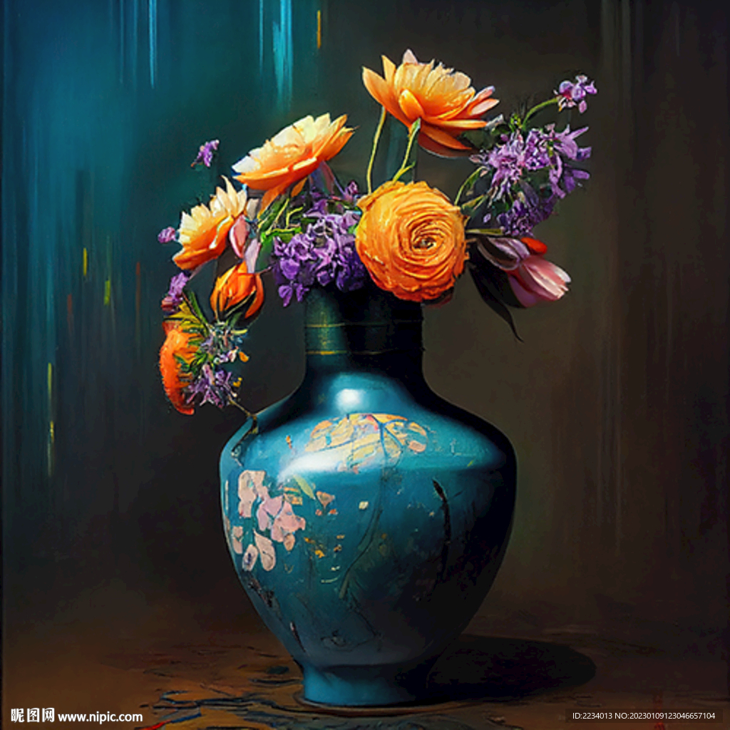 油画插花