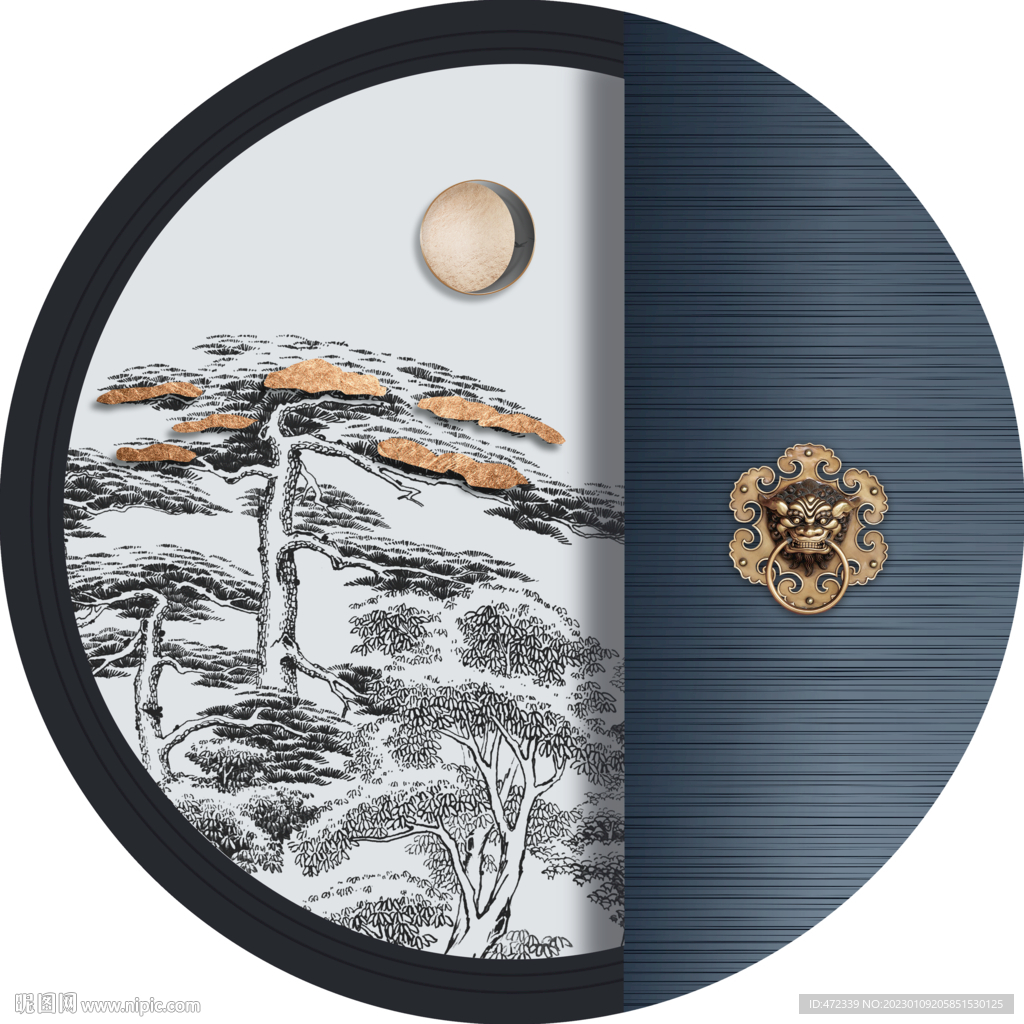 新中式线描国画装饰画