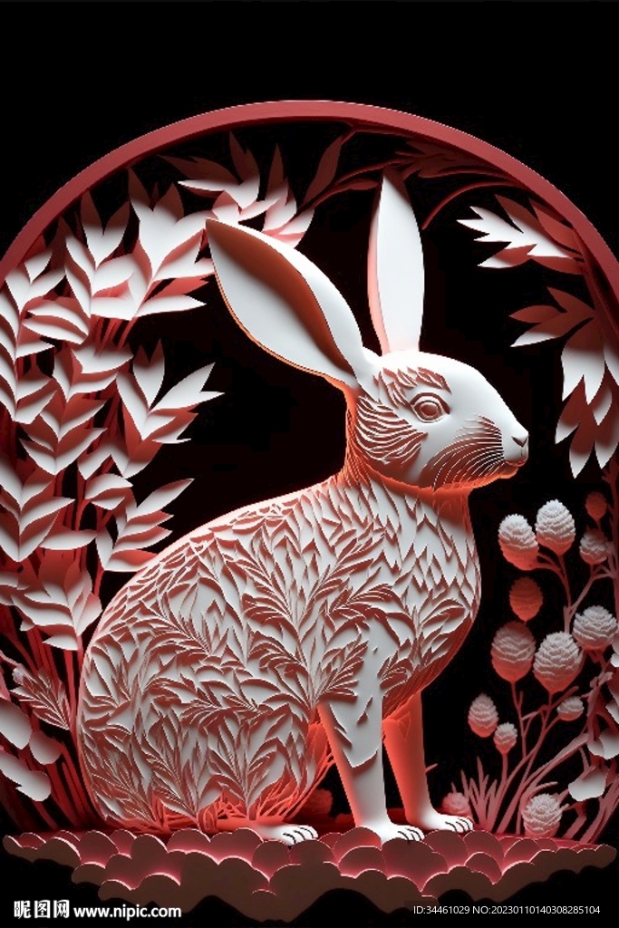 剪纸兔子 衍纸兔子 立体衍纸 