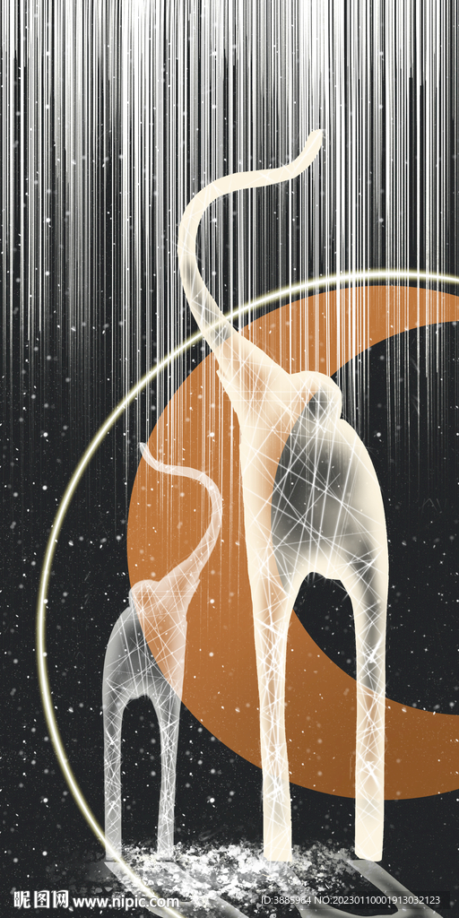 大象装饰画图片