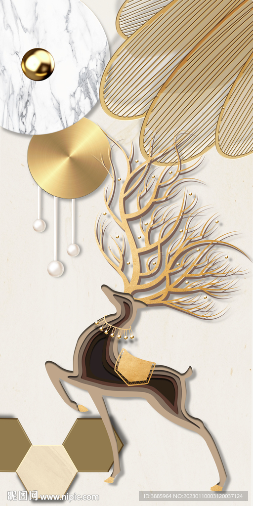 骏马几何装饰画图片