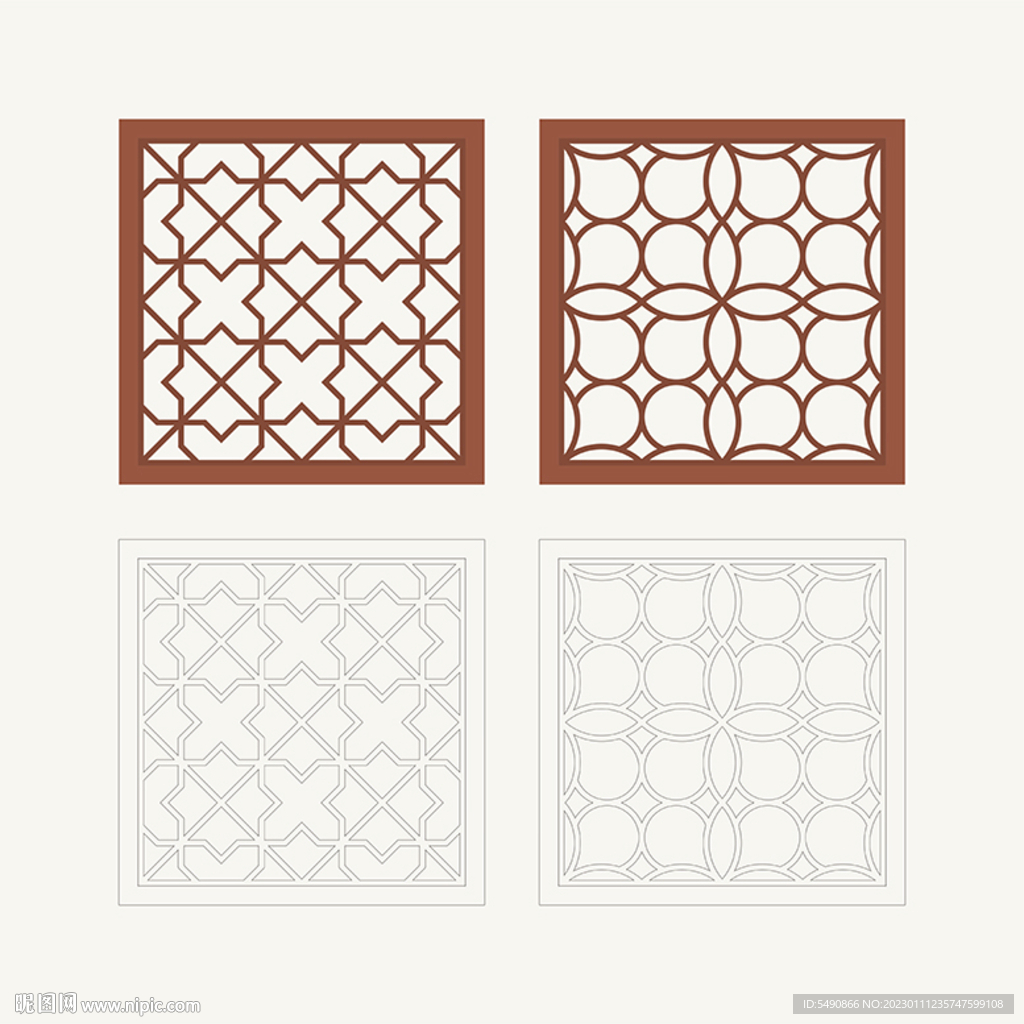 正方形窗花格 花窗 中式图案设计图