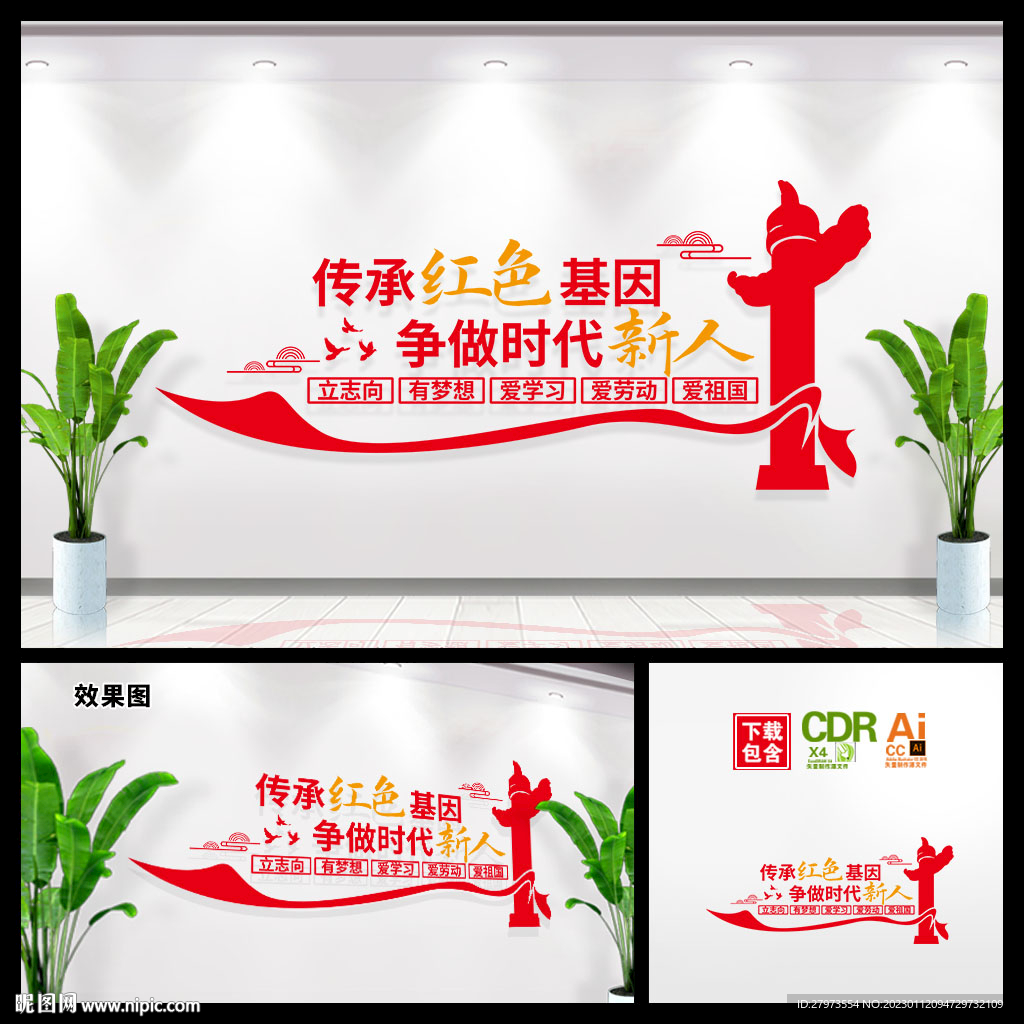 传承红色基因文化墙