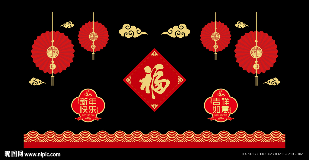 春节玻璃橱窗装饰