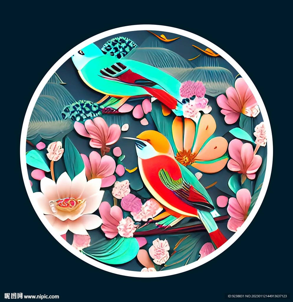 花鸟插画剪纸