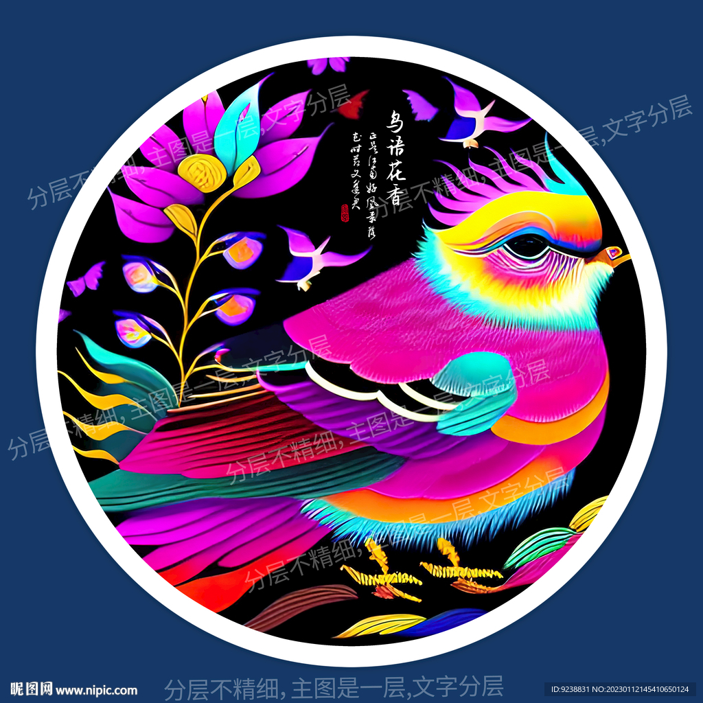 小鸟剪纸插画