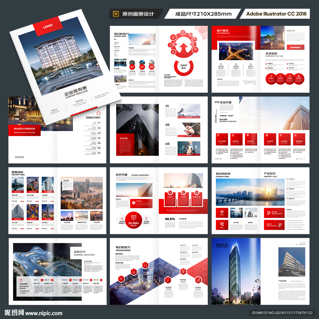 红色企业宣传册