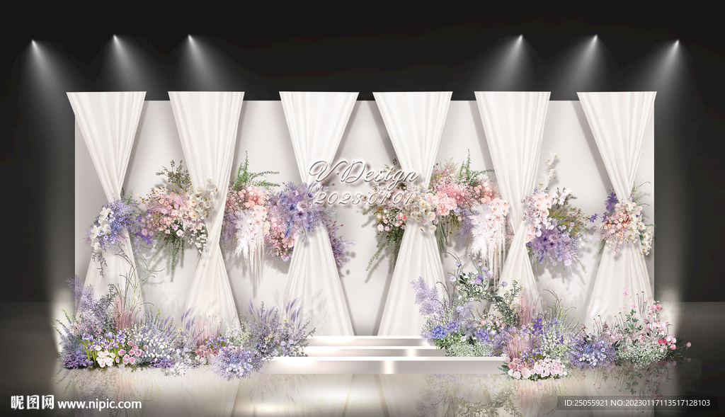 白紫色花苑婚礼