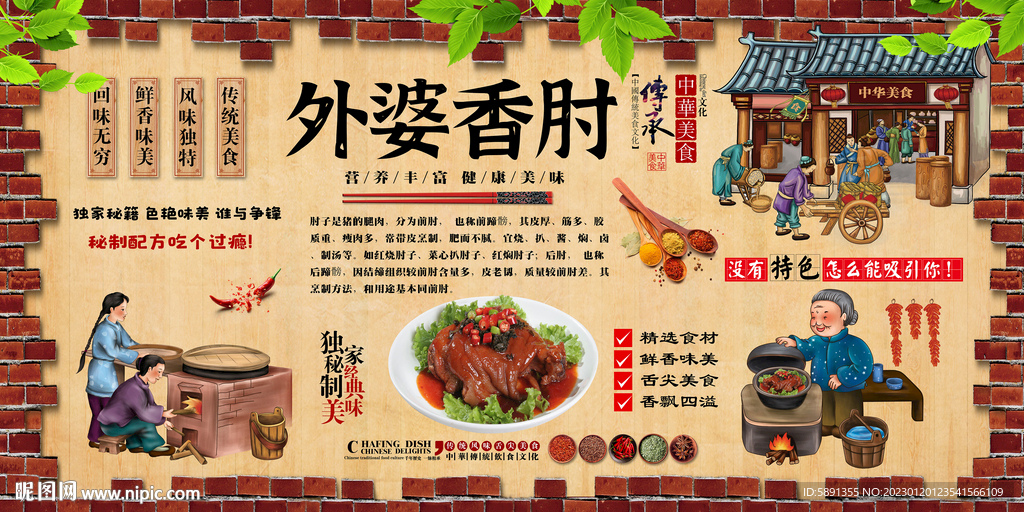 外婆香肘背景墙