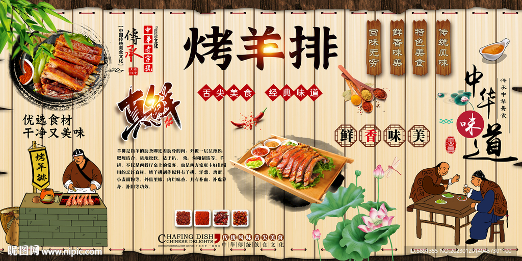 烤羊排背景墙