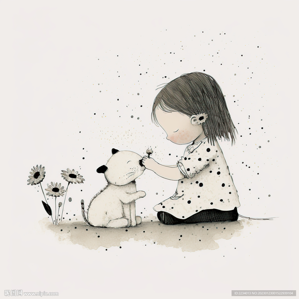 小女孩与白猫