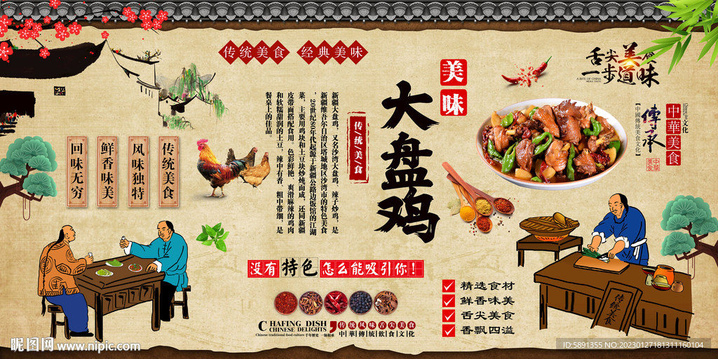 大盘鸡背景墙