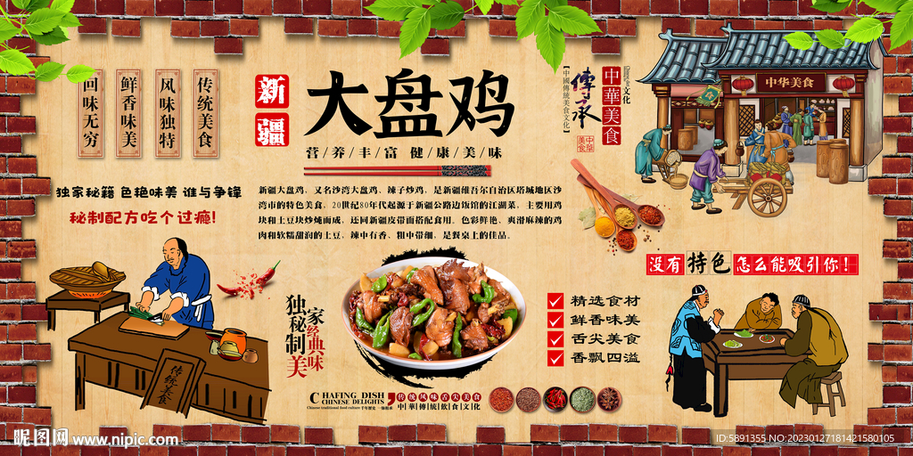 大盘鸡背景墙