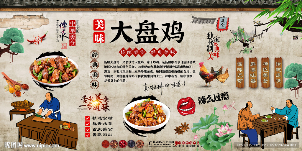 大盘鸡背景墙