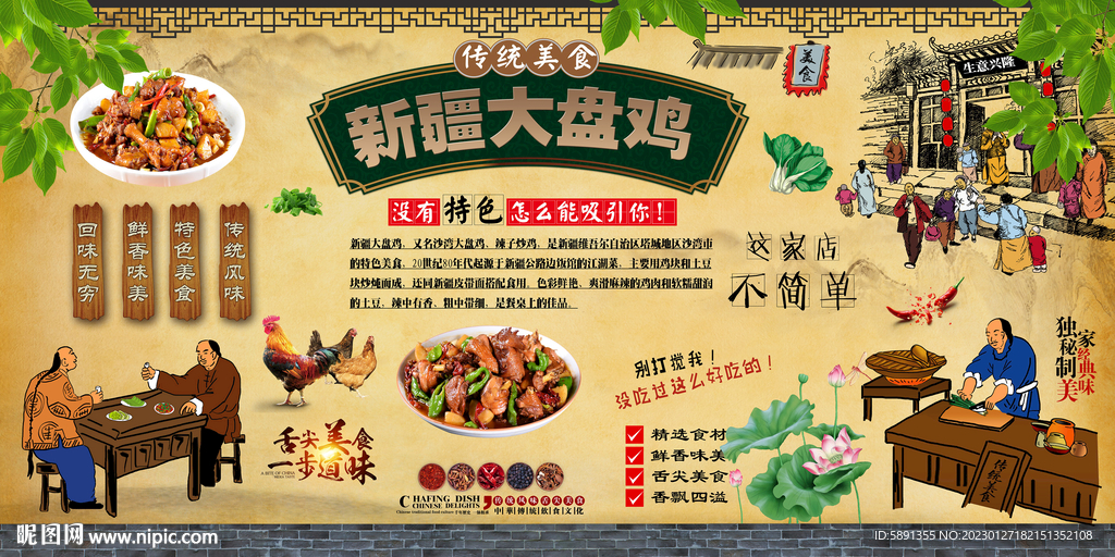 大盘鸡背景墙
