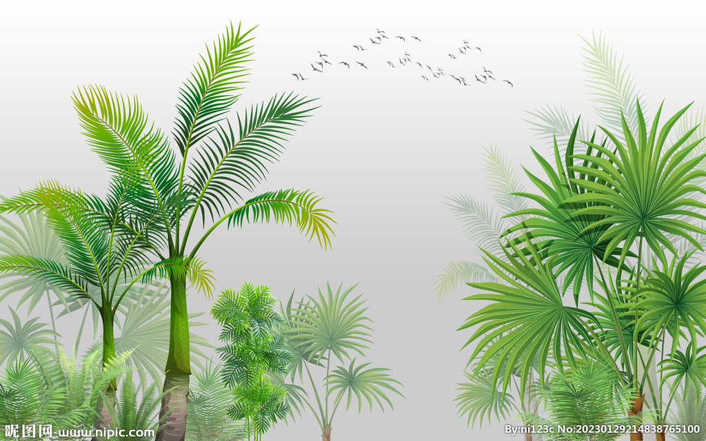热带雨林植物背景墙