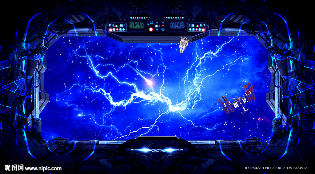 闪电立体星空背景