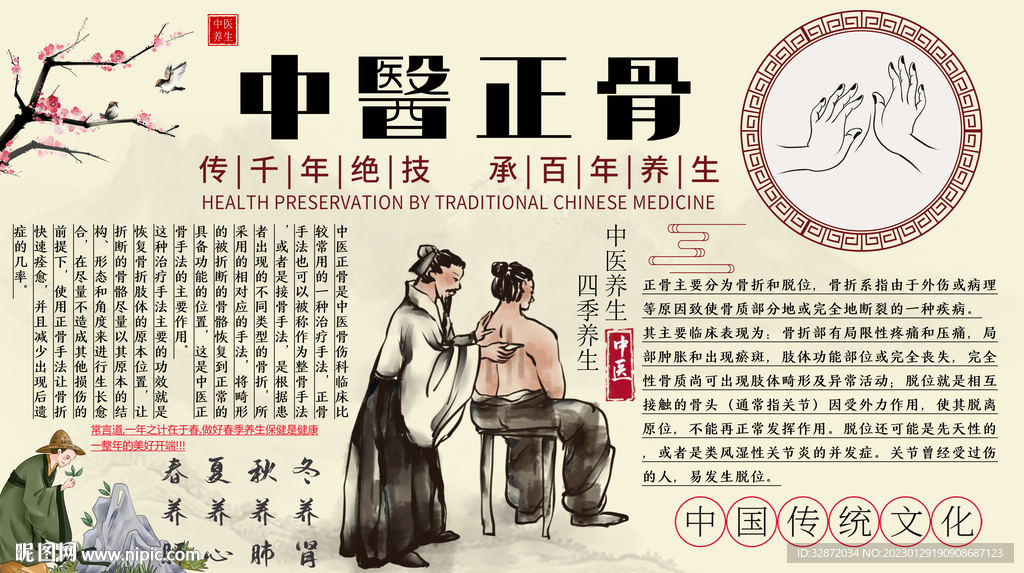 中医正骨养生背景墙