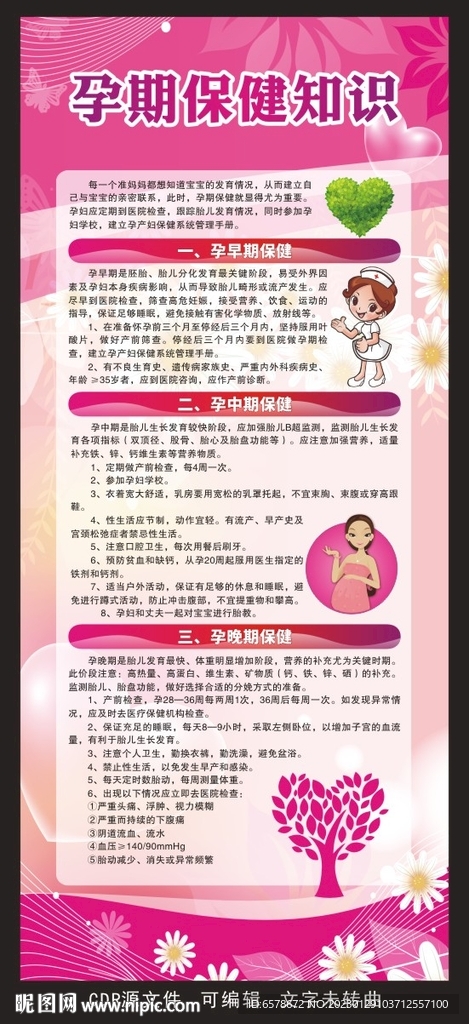 孕期保健知识展架