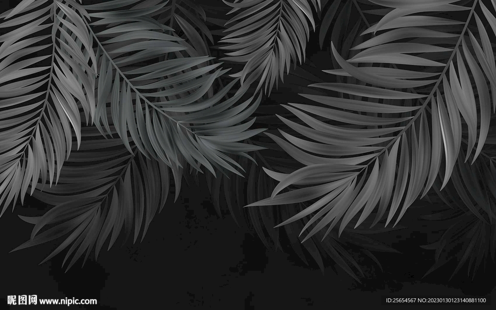 抽象热带雨林龟背叶背景墙