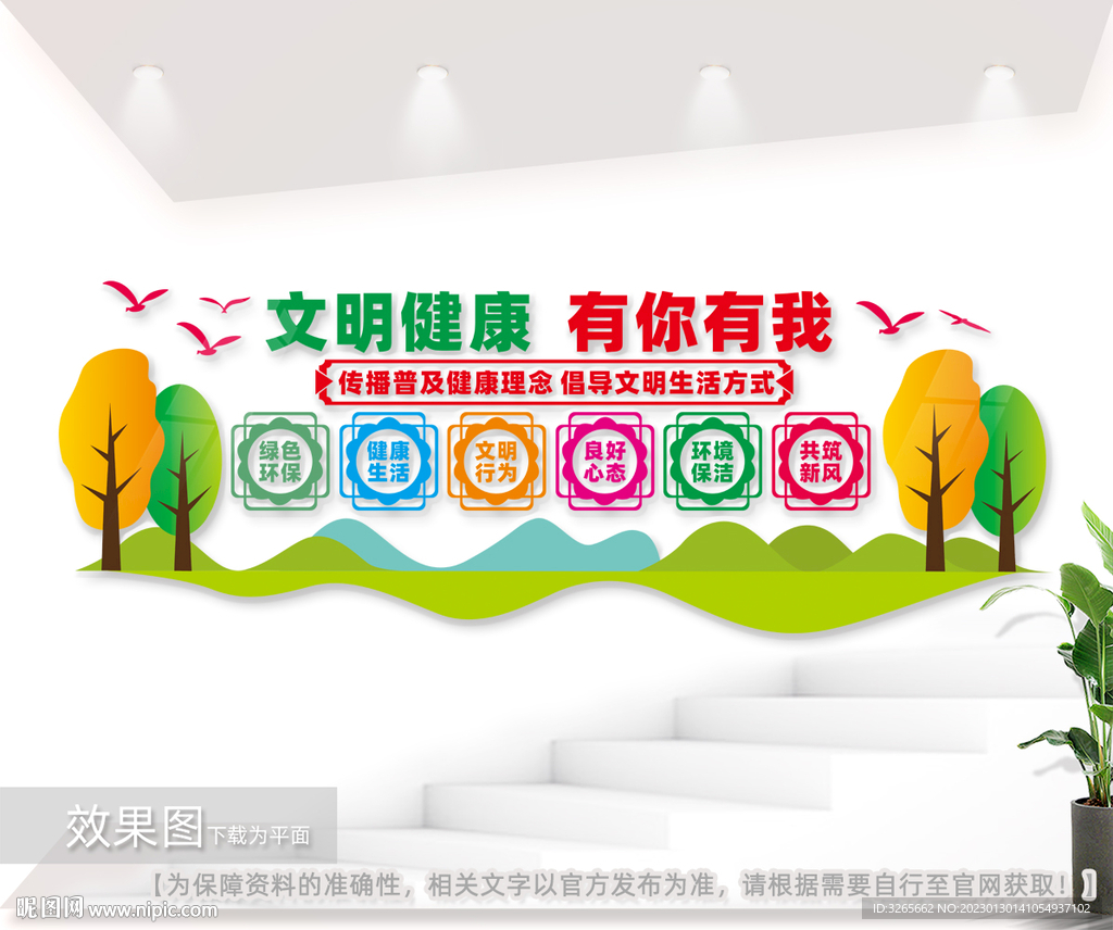 环保文化墙文明健康有你有我