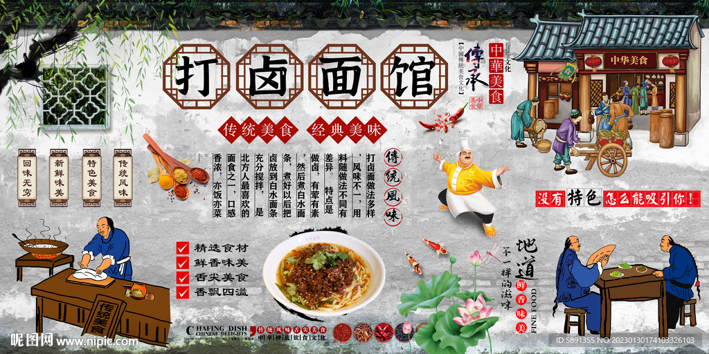 打卤面背景墙