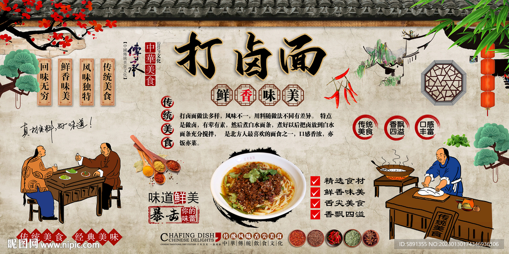 打卤面背景墙