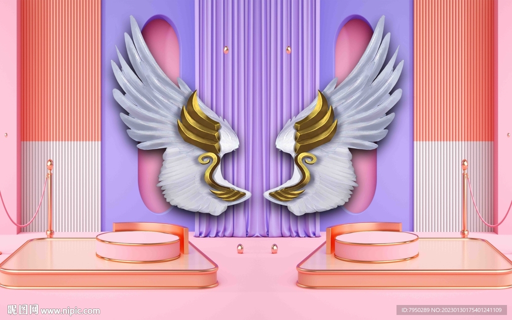 网红翅膀直播间背景墙 