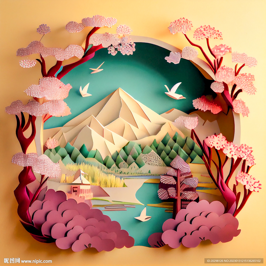 风景剪纸